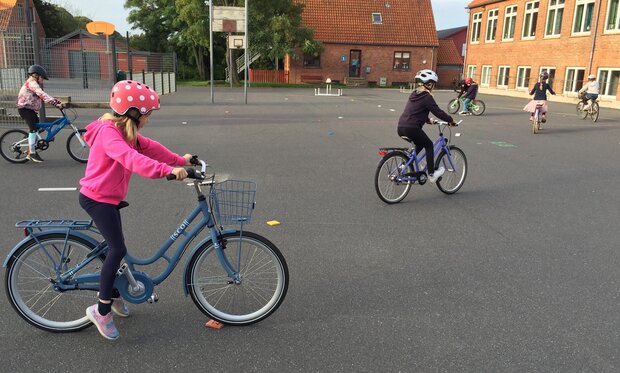 Cyklistprøve på Fjordlandsskolen afd. Dalby i 2021. Foto: Frederikssund Kommune.